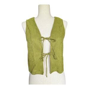 Commense Vest Top Tie Front Green Sleeveless Size S